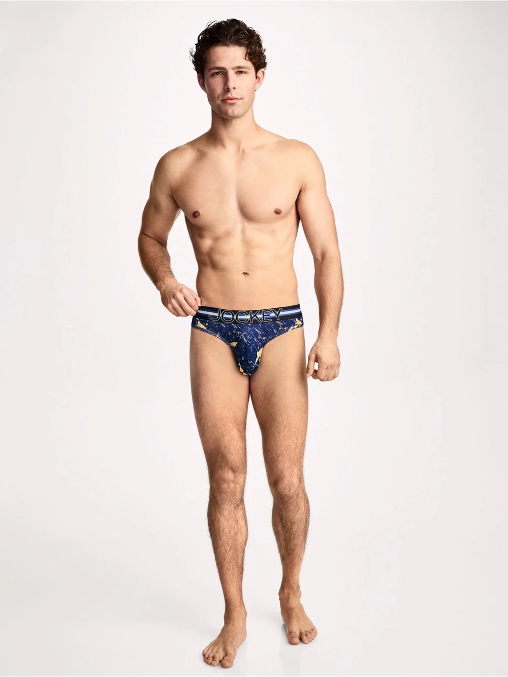 Jockey Men's Navy Marble Thong - Navy/Gold